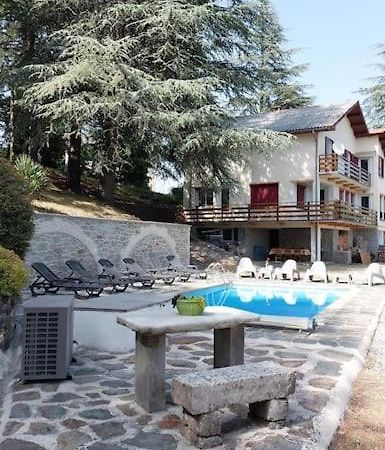 Chalet 14 Pers Avec Vue Panoramique Et Piscine Chauffee Genolhac Exterior foto