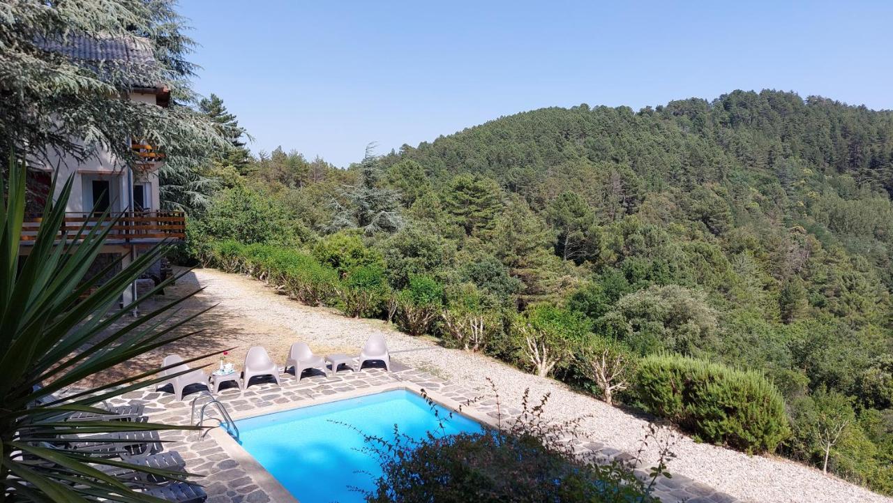 Chalet 14 Pers Avec Vue Panoramique Et Piscine Chauffee Genolhac Exterior foto