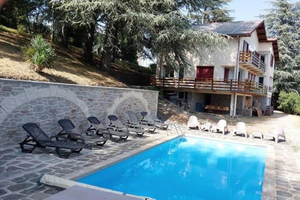 Chalet 14 Pers Avec Vue Panoramique Et Piscine Chauffee Genolhac Exterior foto
