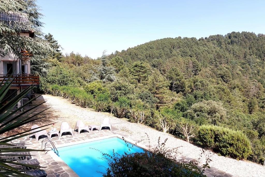 Chalet 14 Pers Avec Vue Panoramique Et Piscine Chauffee Genolhac Exterior foto
